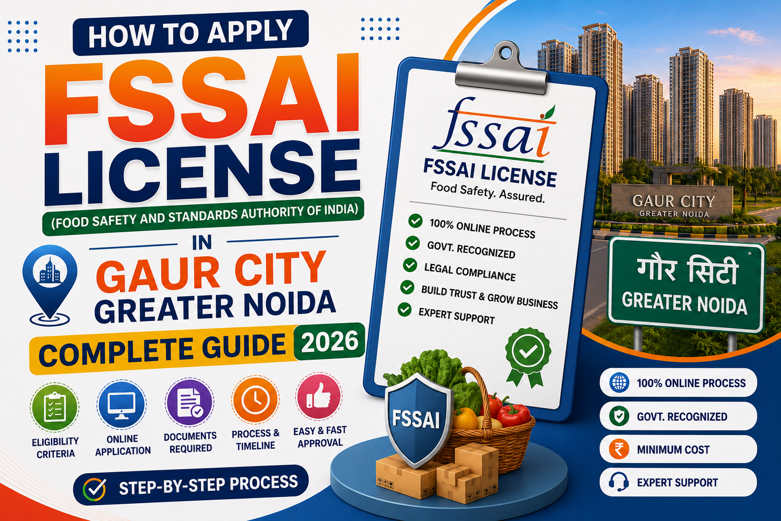 How to Apply FSSAI License in Gaur City Greater Noida – Complete Guide 2026