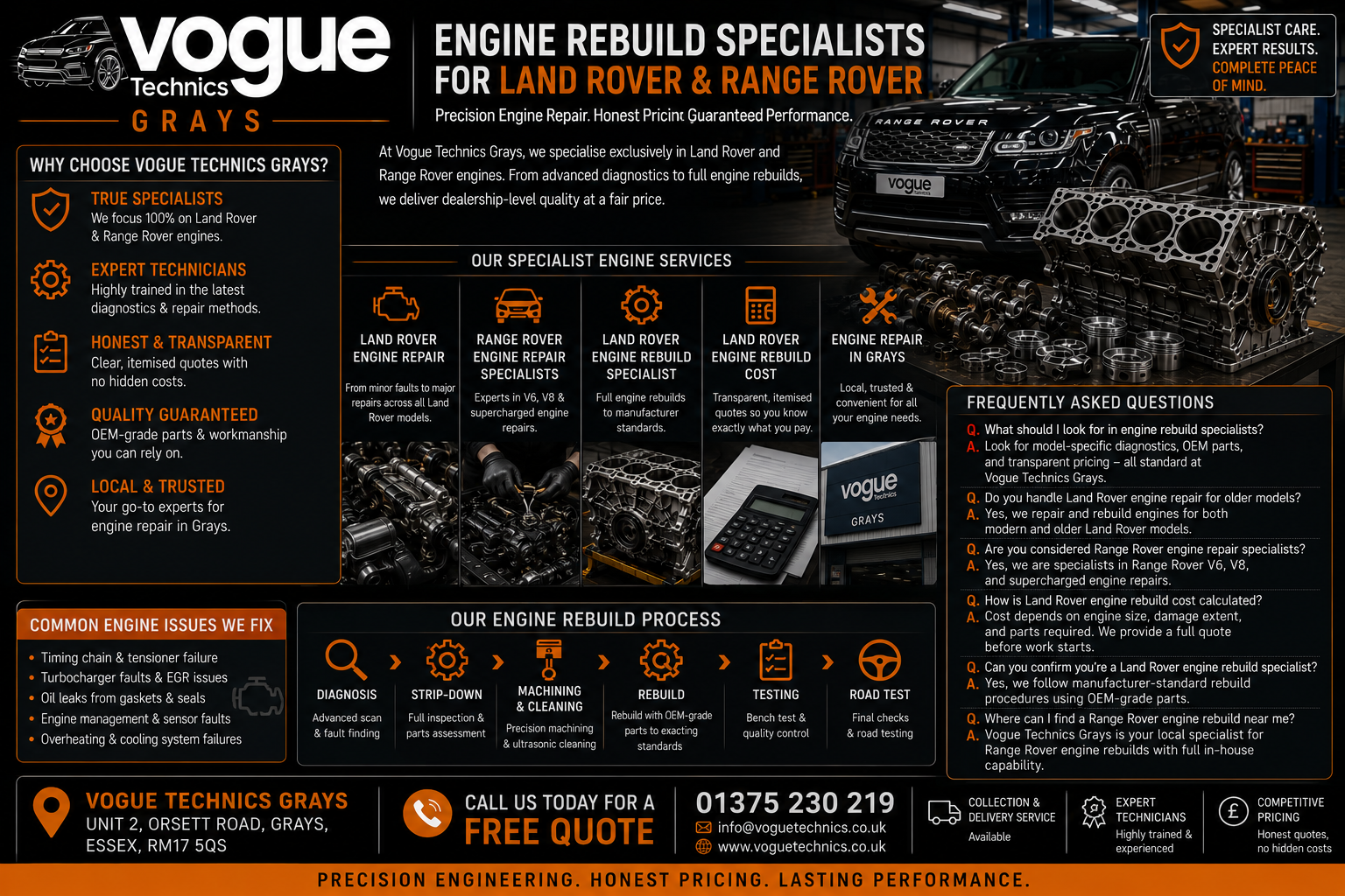 Engine Rebuild Specialists Grays | Vogue Technics Land Rover & Range Rover Experts