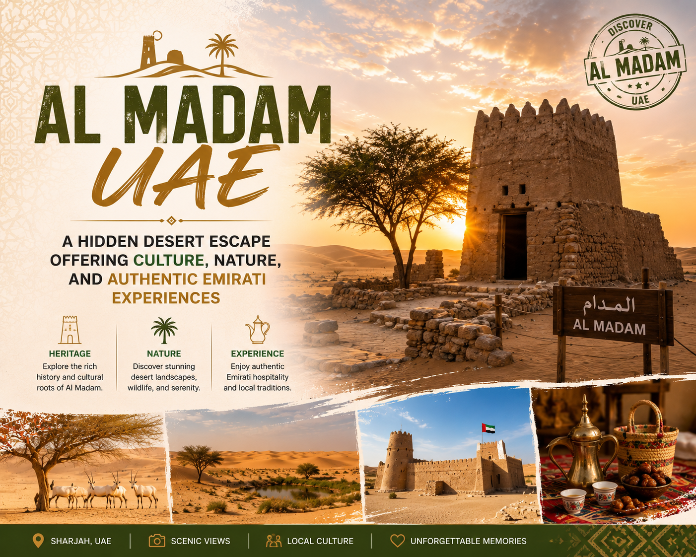Al Madam UAE: A Hidden Desert Escape Offering Culture, Nature, and Authentic Emirati Experiences