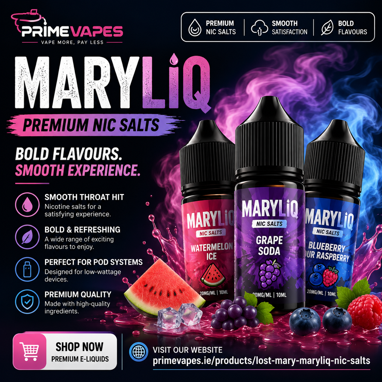 Maryliq Nic Salts for Smooth Flavour and Modern Pod Vaping