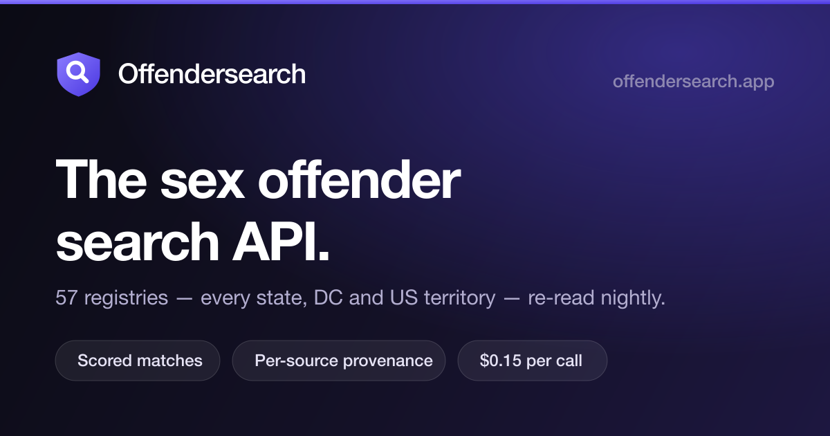 Offender Search API: Nationwide Registry Screening Through One API